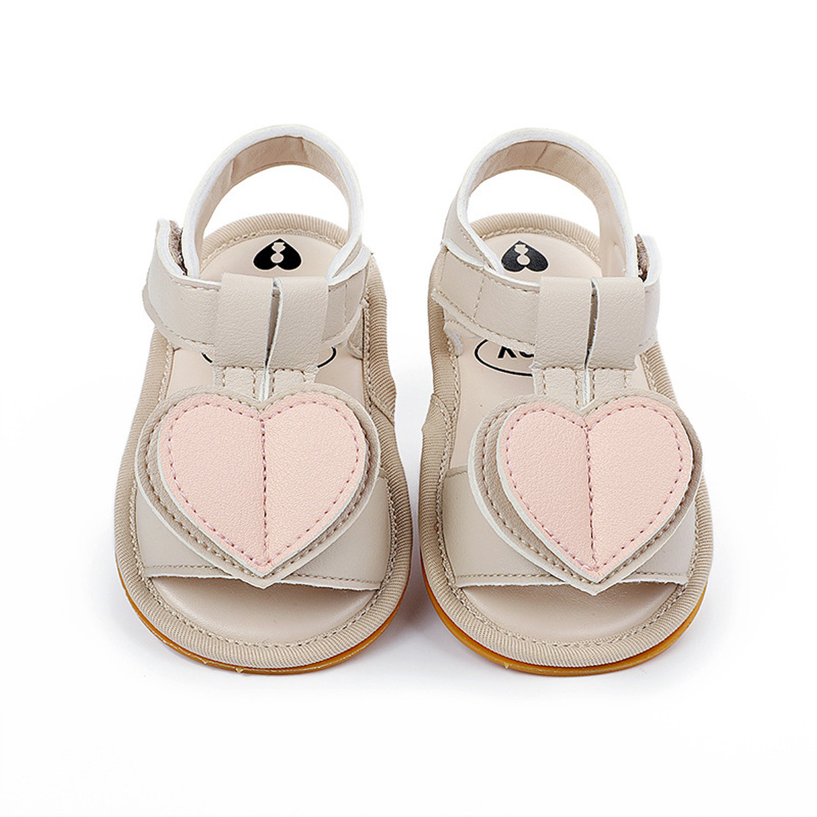 Kawaii Cute Crib Shoes Baby Girls Love Heart Sandals Soft Non-slip Rubber Sole Flat Walking Shoes Sandals Prewalker Zapatos