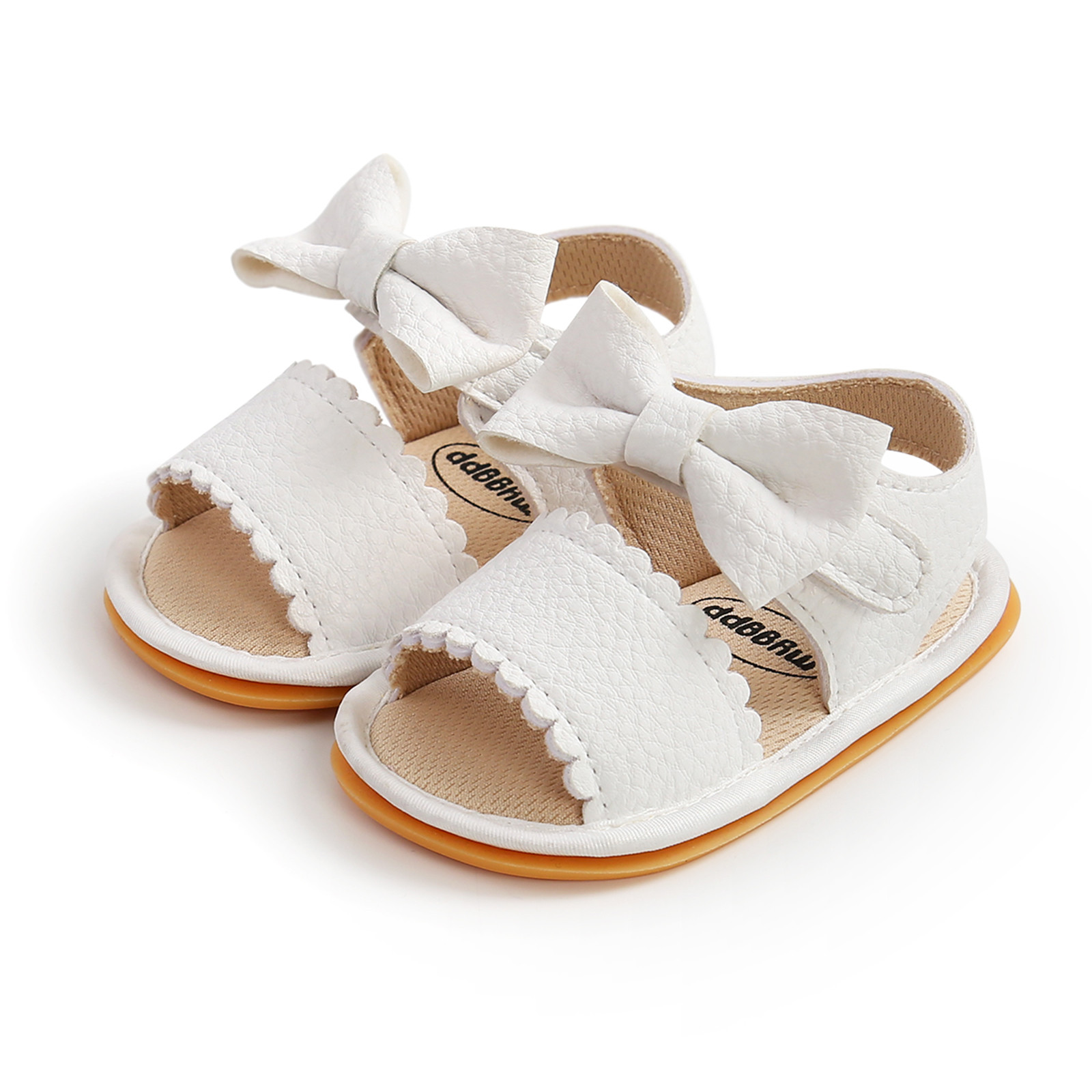 Newborn Bowtie Leather Sandals Crib Shoes Baby Boys Girls Bow Sandals Soft Non-slip Rubber Sole Summer Flat Walking Shoes