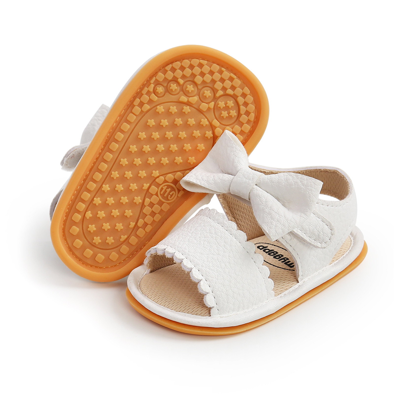 Newborn Bowtie Leather Sandals Crib Shoes Baby Boys Girls Bow Sandals Soft Non-slip Rubber Sole Summer Flat Walking Shoes