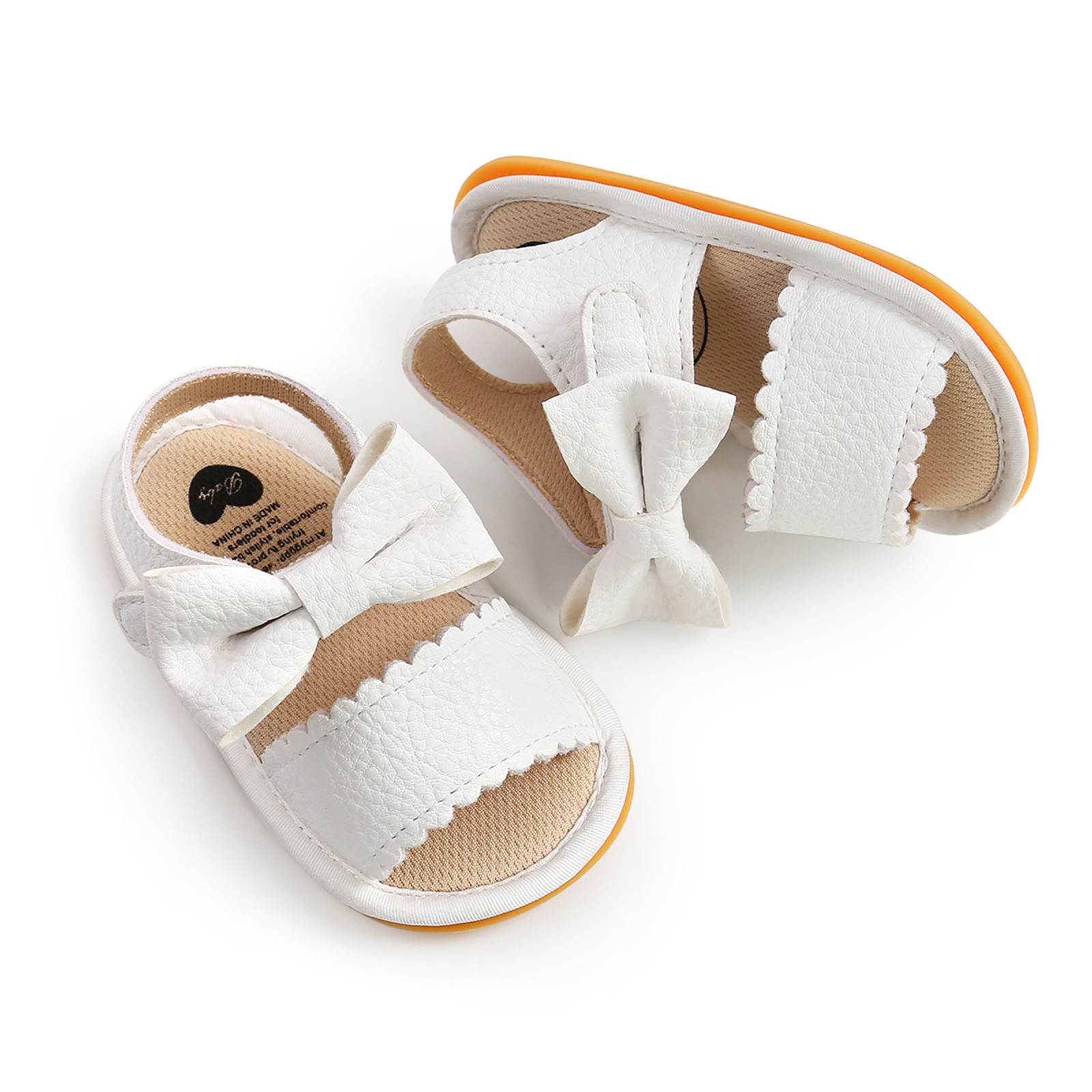 Newborn Bowtie Leather Sandals Crib Shoes Baby Boys Girls Bow Sandals Soft Non-slip Rubber Sole Summer Flat Walking Shoes