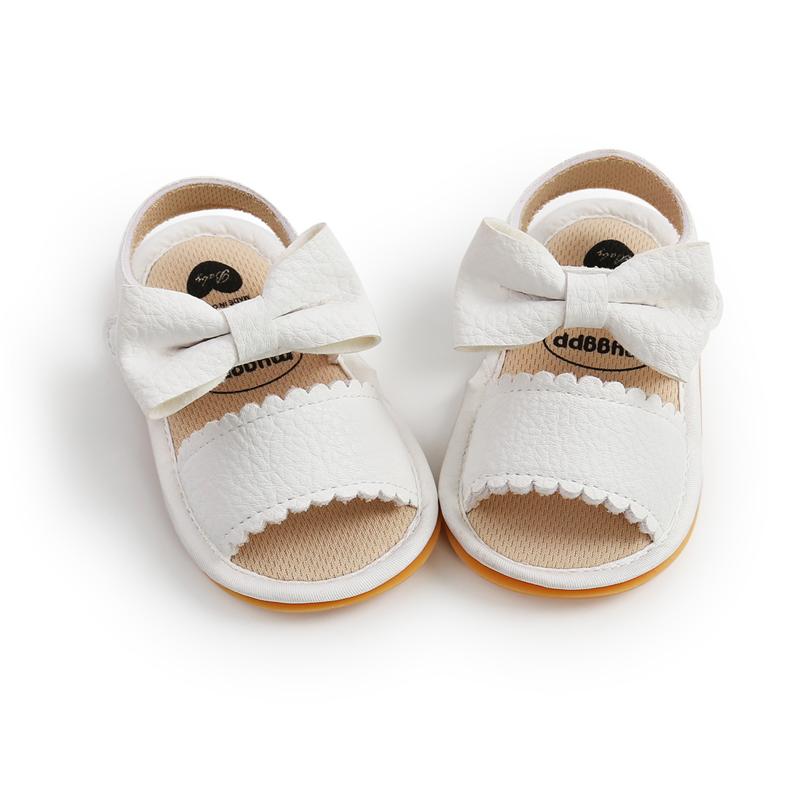 Newborn Bowtie Leather Sandals Crib Shoes Baby Boys Girls Bow Sandals Soft Non-slip Rubber Sole Summer Flat Walking Shoes