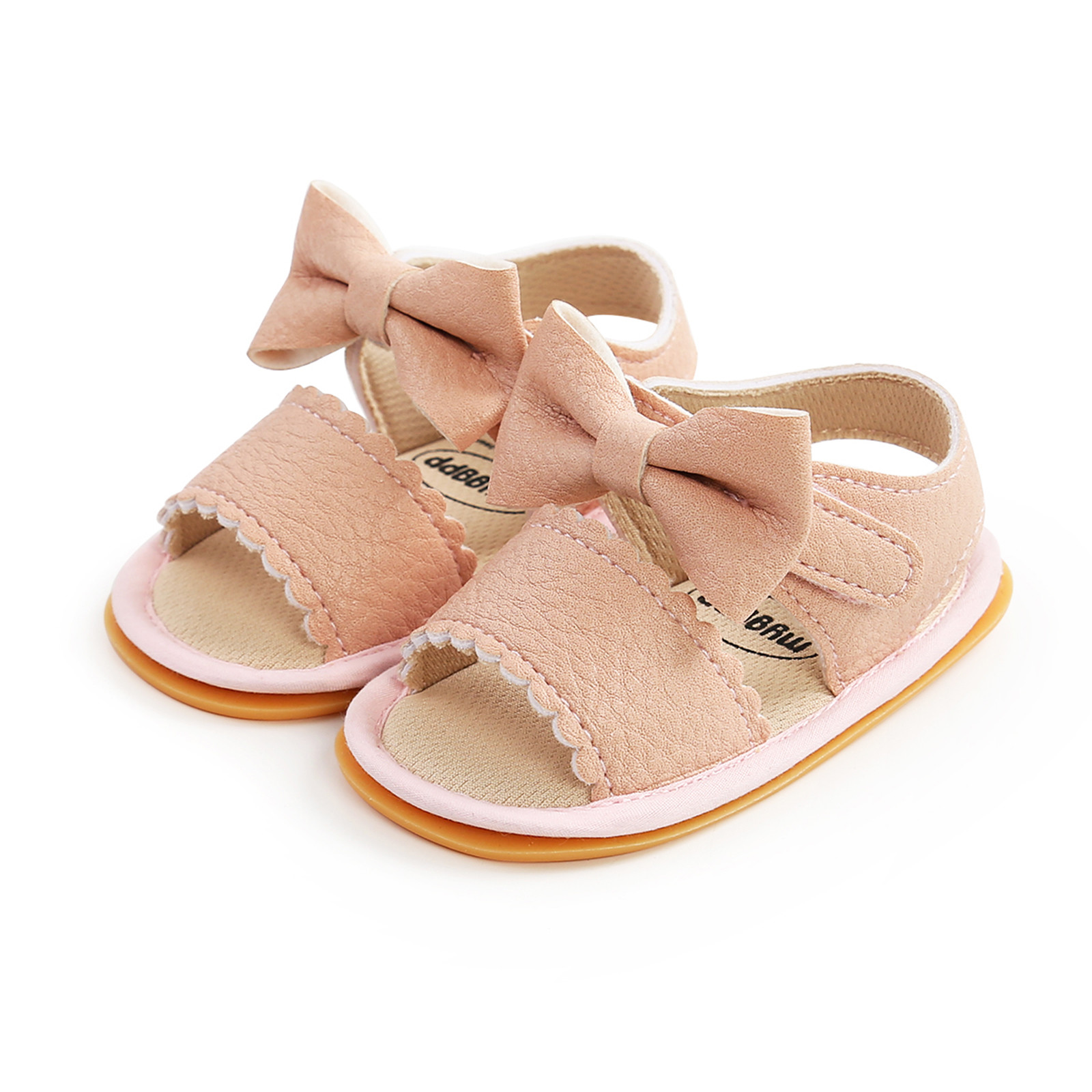 Newborn Bowtie Leather Sandals Crib Shoes Baby Boys Girls Bow Sandals Soft Non-slip Rubber Sole Summer Flat Walking Shoes