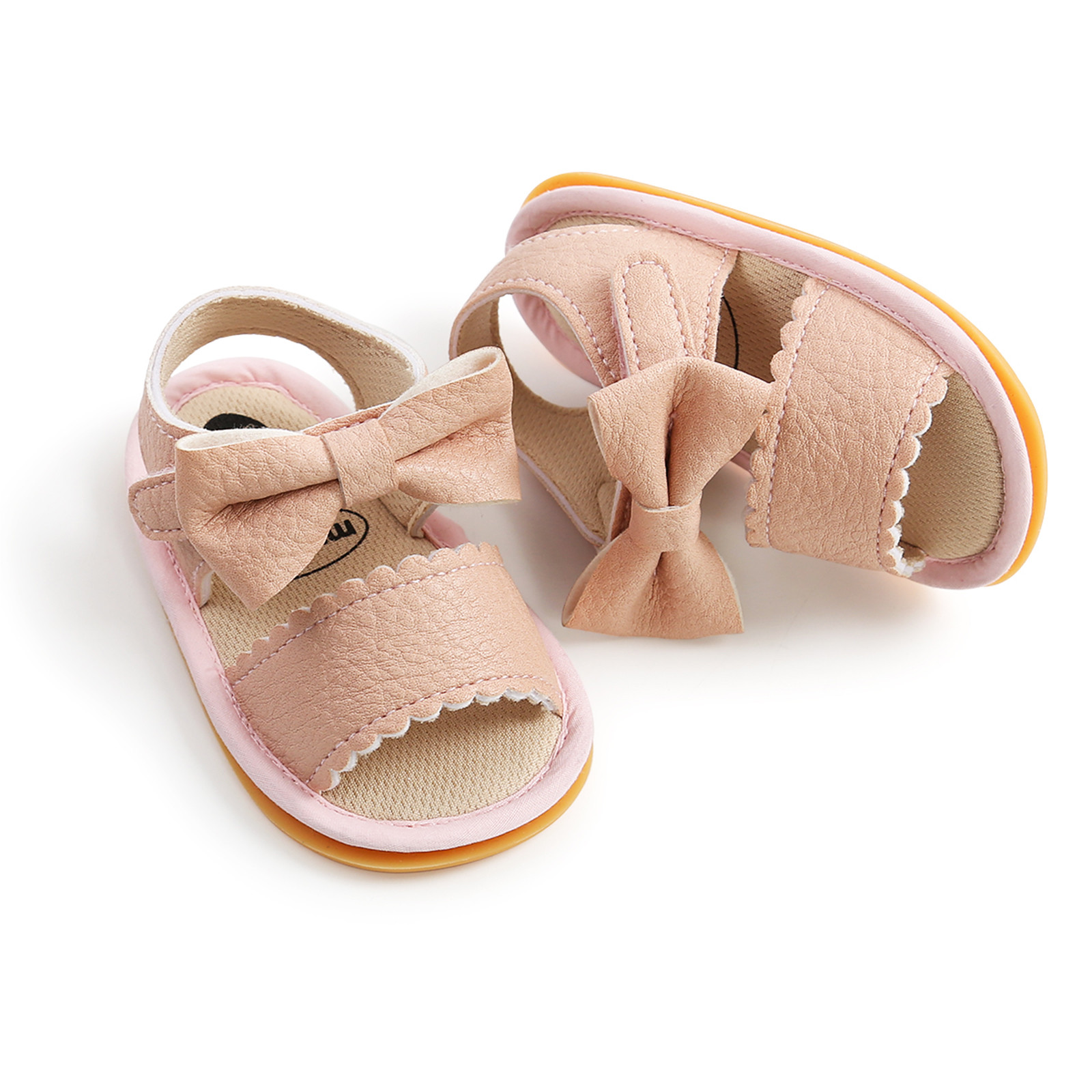 Newborn Bowtie Leather Sandals Crib Shoes Baby Boys Girls Bow Sandals Soft Non-slip Rubber Sole Summer Flat Walking Shoes