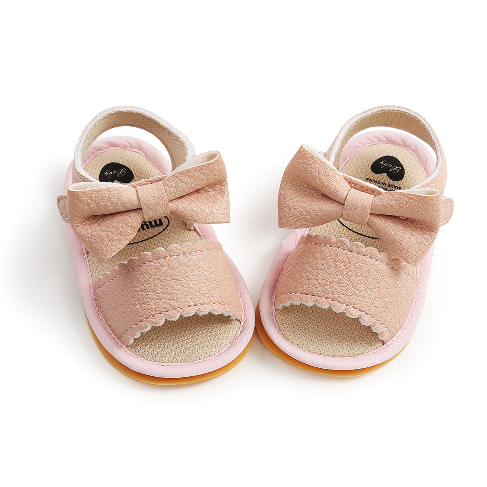 Newborn Bowtie Leather Sandals Crib Shoes Baby Boys Girls Bow Sandals Soft Non-slip Rubber Sole Summer Flat Walking Shoes