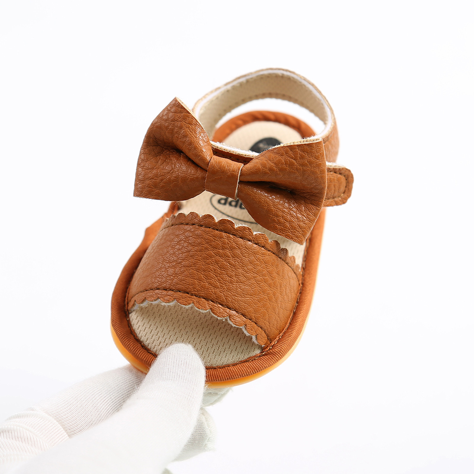Newborn Bowtie Leather Sandals Crib Shoes Baby Boys Girls Bow Sandals Soft Non-slip Rubber Sole Summer Flat Walking Shoes