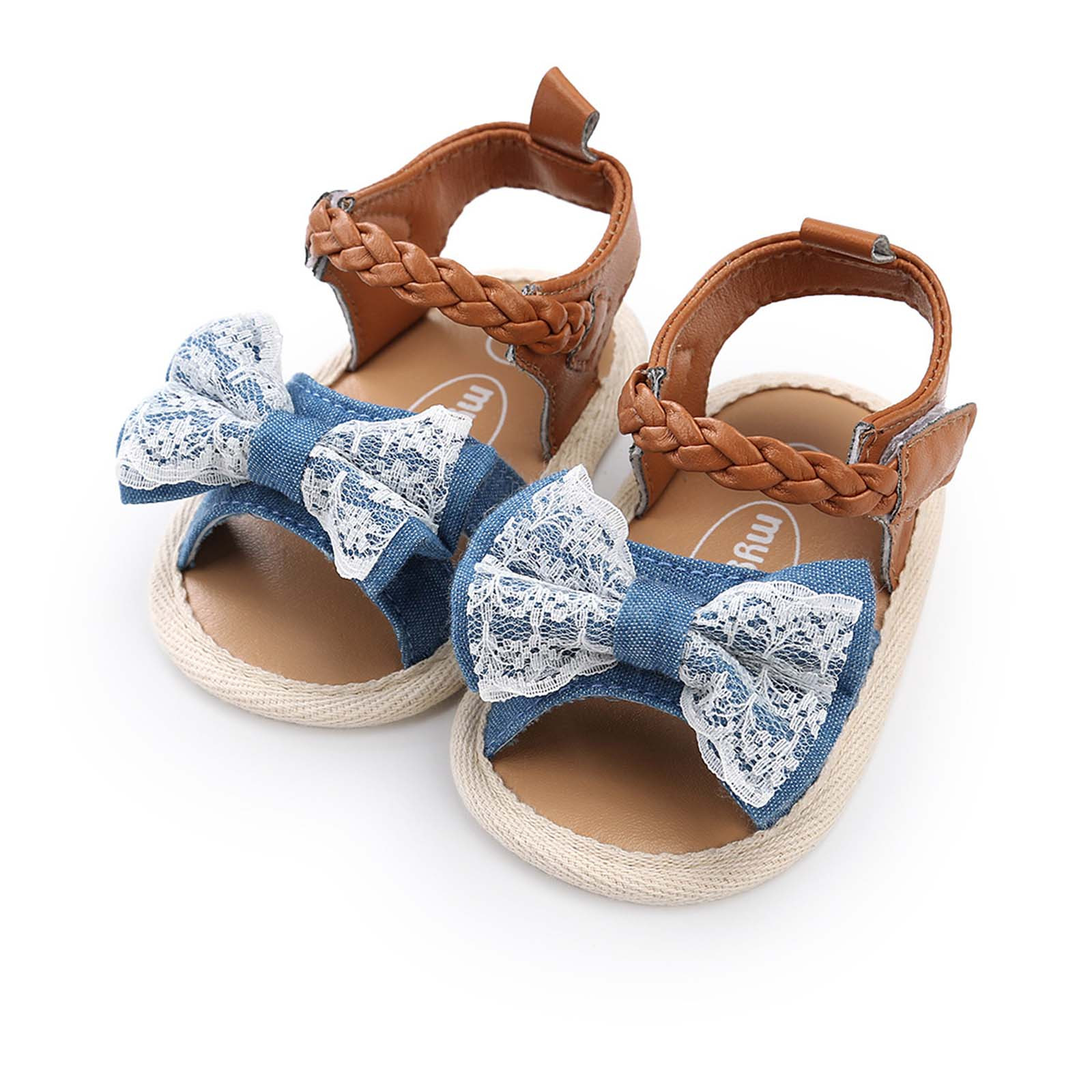 Baby Girls Bow Sandals Newborn Crib Shoes Soft Non-slip Rubber Sole Flat Walking Shoes Sandals Prewalker Open Toe Anti-slip Shoe