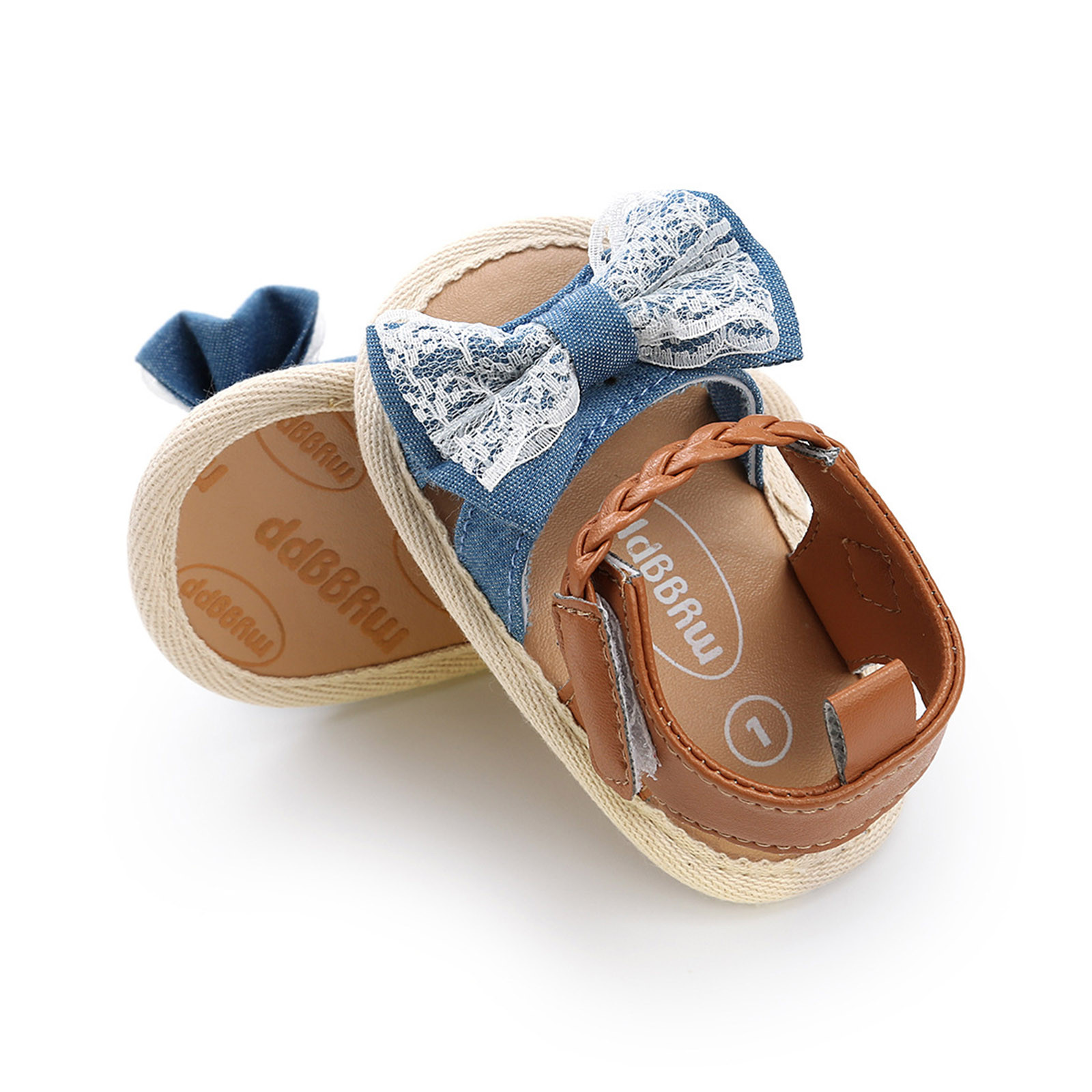 Baby Girls Bow Sandals Newborn Crib Shoes Soft Non-slip Rubber Sole Flat Walking Shoes Sandals Prewalker Open Toe Anti-slip Shoe