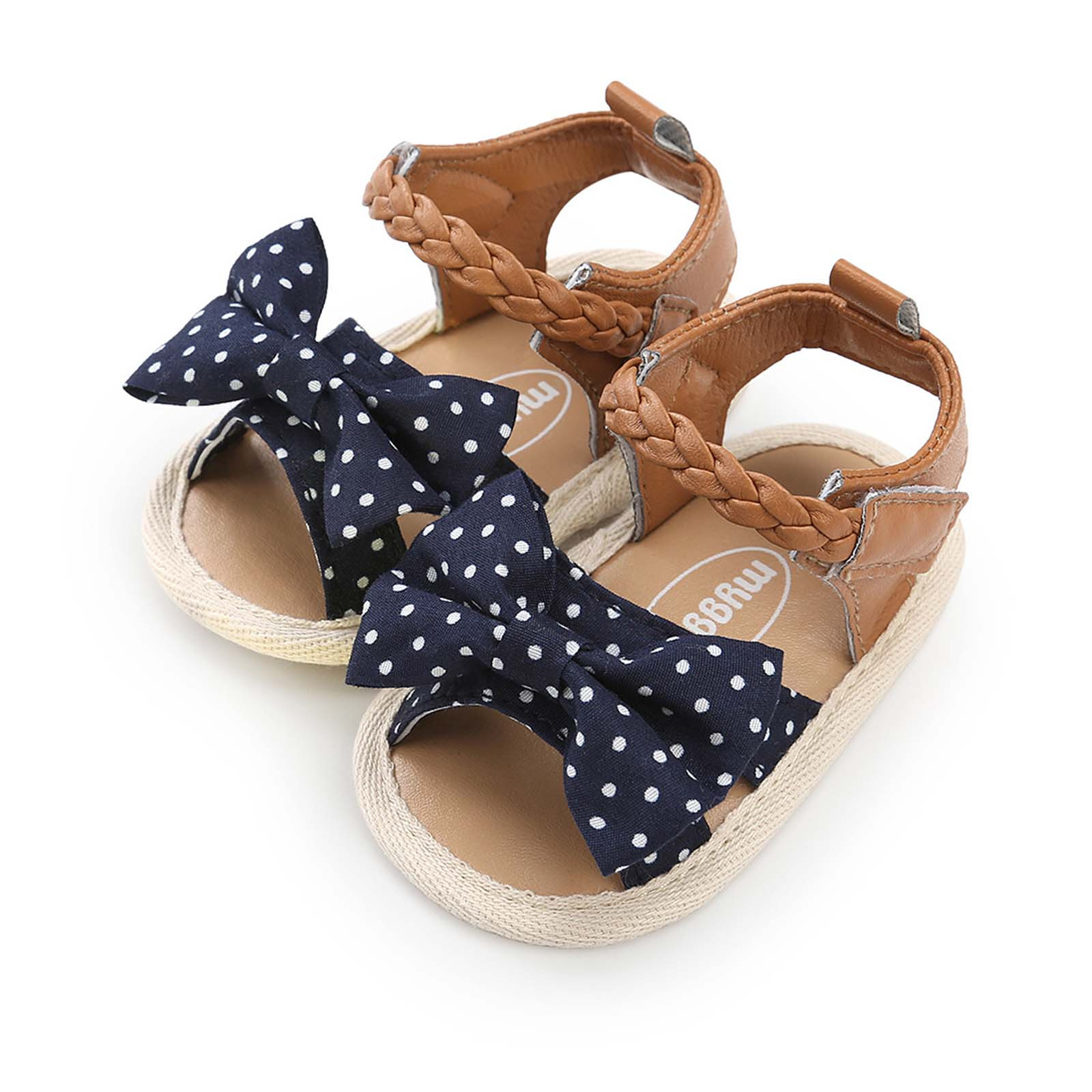 Baby Girls Bow Sandals Newborn Crib Shoes Soft Non-slip Rubber Sole Flat Walking Shoes Sandals Prewalker Open Toe Anti-slip Shoe