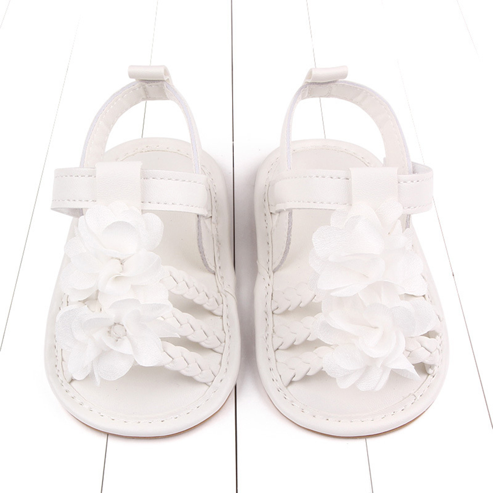 Kids Roman Sandals Pink Floral Cute Sandals Baby Boys Girls Bow Sandals Soft Non-slip Rubber Sole Summer Flat Walking Shoes