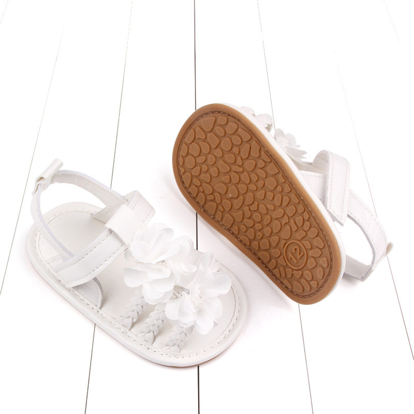 Kids Roman Sandals Pink Floral Cute Sandals Baby Boys Girls Bow Sandals Soft Non-slip Rubber Sole Summer Flat Walking Shoes