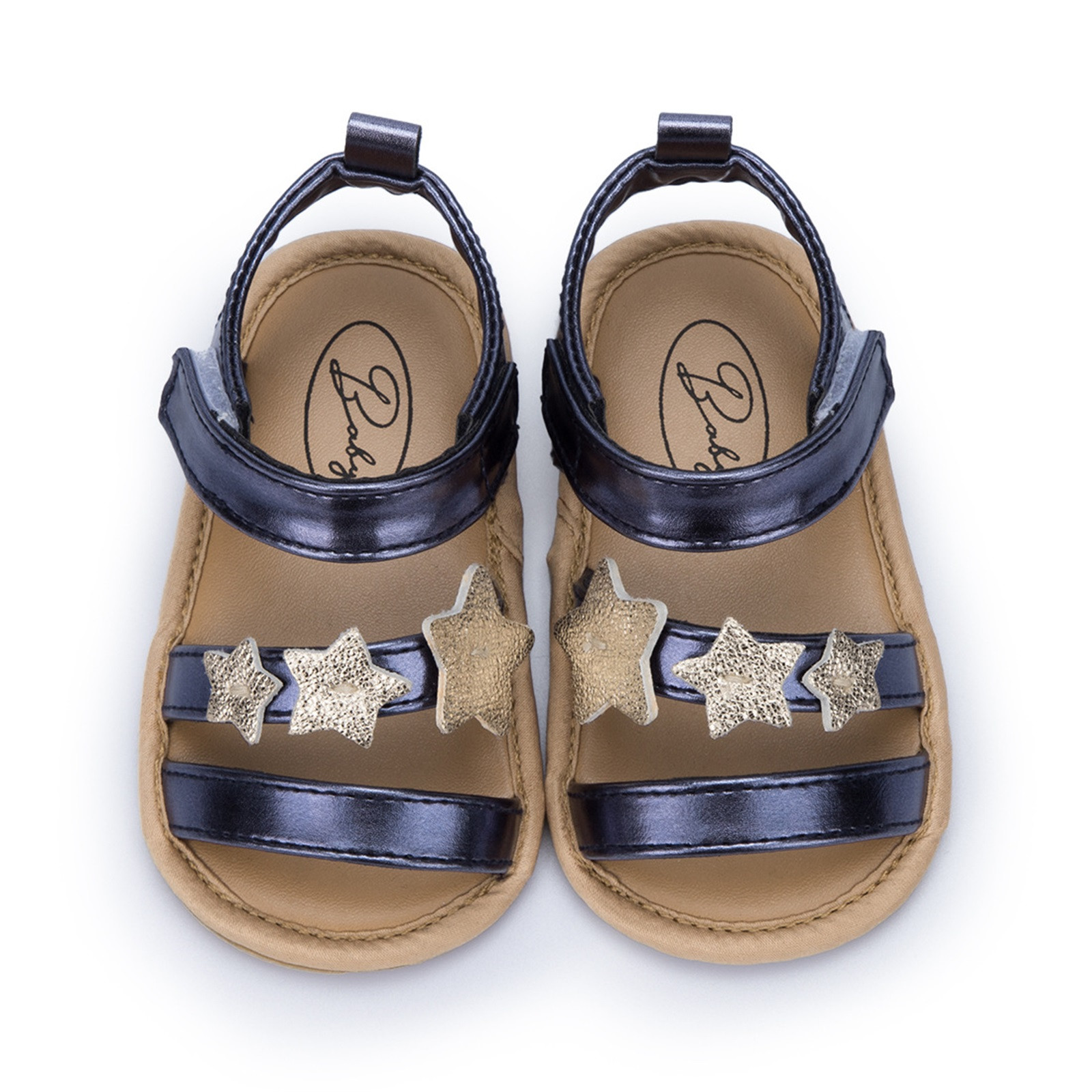 Toddler Kids Baby Boys Girls Star Leather Sandals Summer Beach Sport Sandals Rubber Non-slip Hook Loop First Walking Shoes