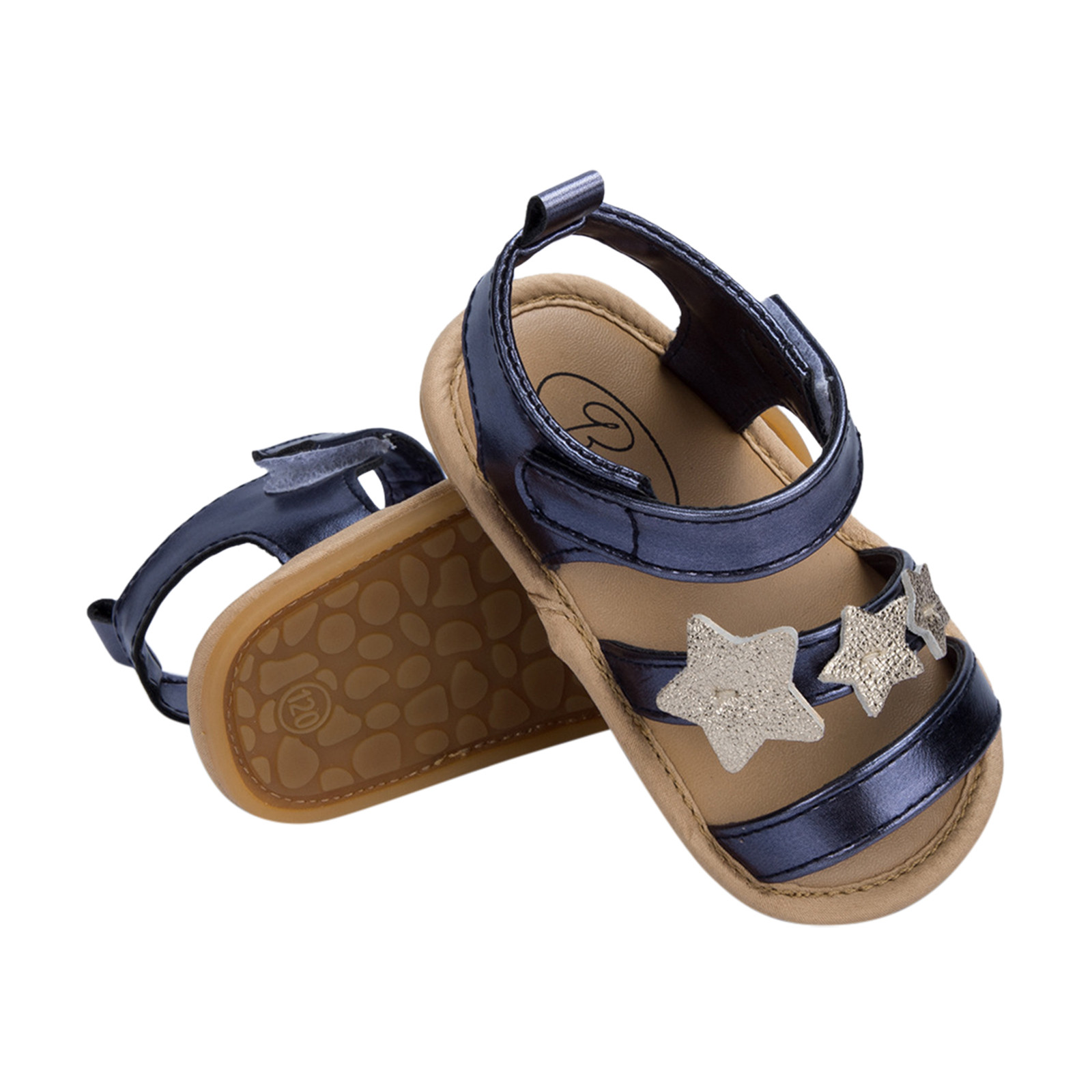 Toddler Kids Baby Boys Girls Star Leather Sandals Summer Beach Sport Sandals Rubber Non-slip Hook Loop First Walking Shoes