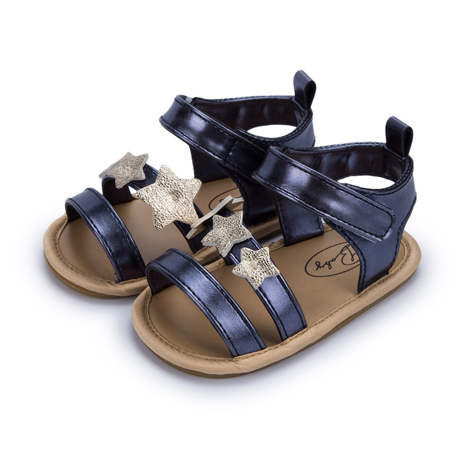 Toddler Kids Baby Boys Girls Star Leather Sandals Summer Beach Sport Sandals Rubber Non-slip Hook Loop First Walking Shoes