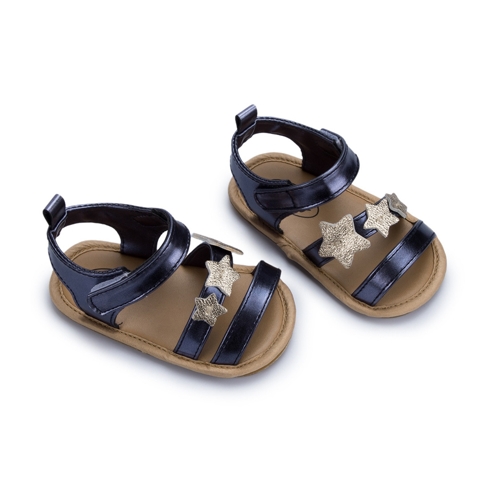 Toddler Kids Baby Boys Girls Star Leather Sandals Summer Beach Sport Sandals Rubber Non-slip Hook Loop First Walking Shoes