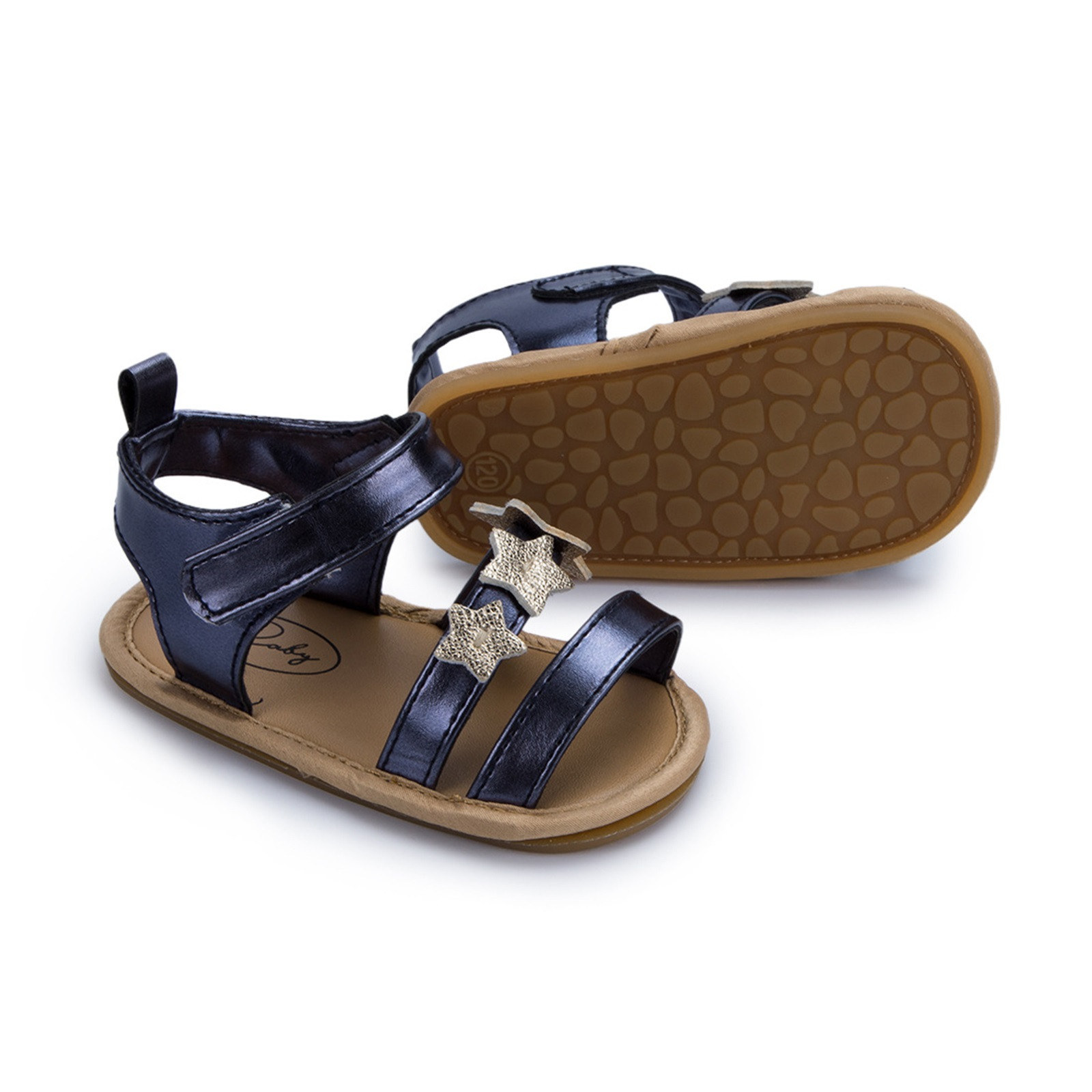 Toddler Kids Baby Boys Girls Star Leather Sandals Summer Beach Sport Sandals Rubber Non-slip Hook Loop First Walking Shoes
