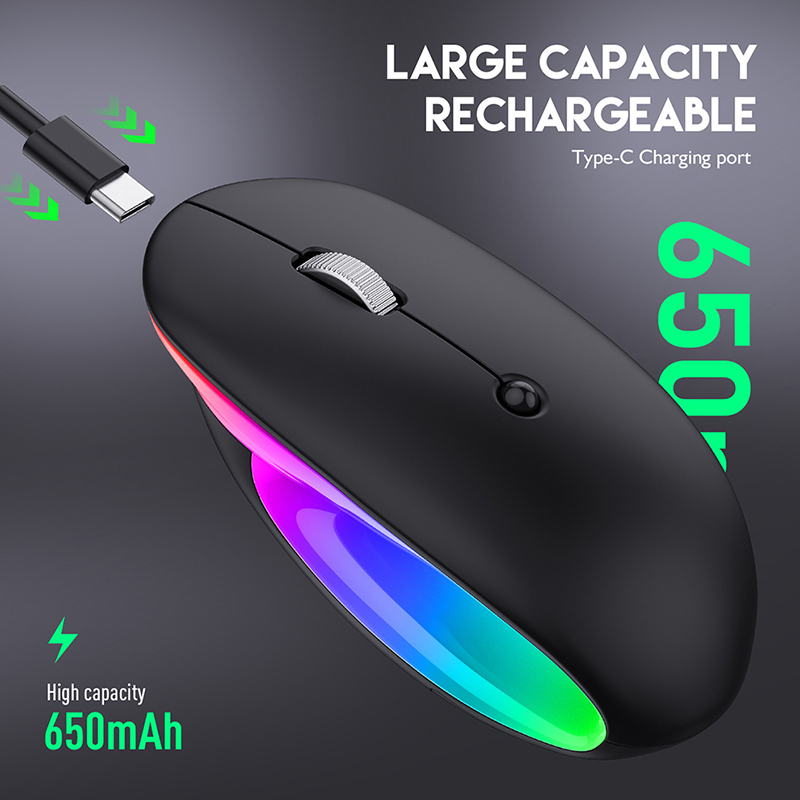 2.4g Bluetooth Wireless Mouse Rechargeable Mouse Ergonomic RGB Gaming Mouse