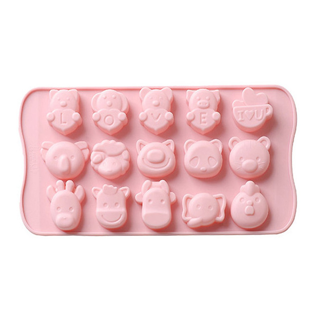 15 Cells Chicken Panda Giraffe Elephant Sloth Style Silicone Chocolate Molds Bakeware DIY Cake&Candle&Pastry&Jelly Mold