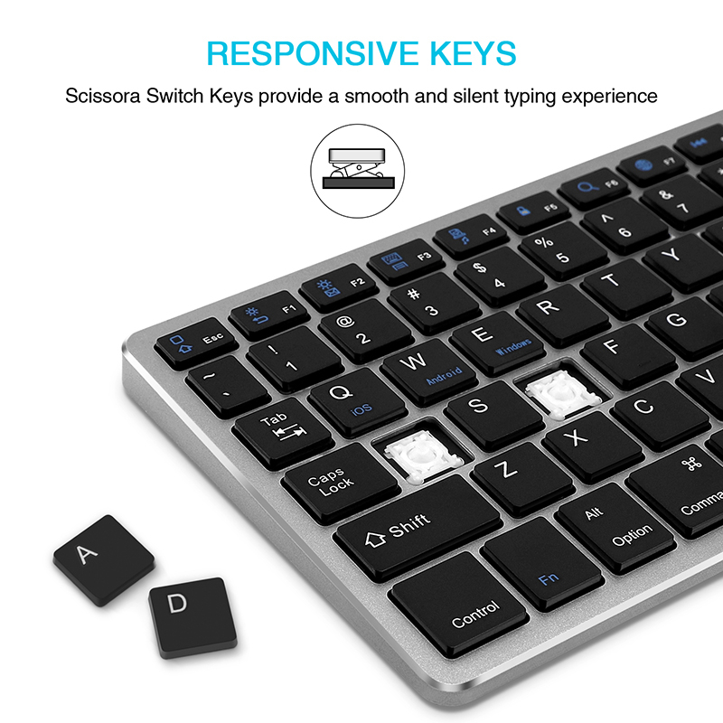 Bluetooth Wireless keyboard for Tablet Laptop Smartphone Rechargeable Portable