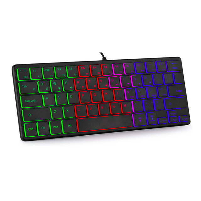 Gaming Keyboard RGB 64 Keys Compact Mini Ultra Thin Wired Keyboard