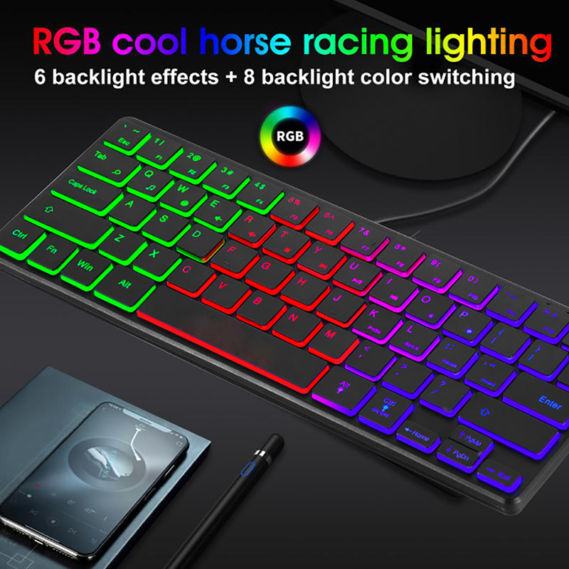 Gaming Keyboard RGB 64 Keys Compact Mini Ultra Thin Wired Keyboard