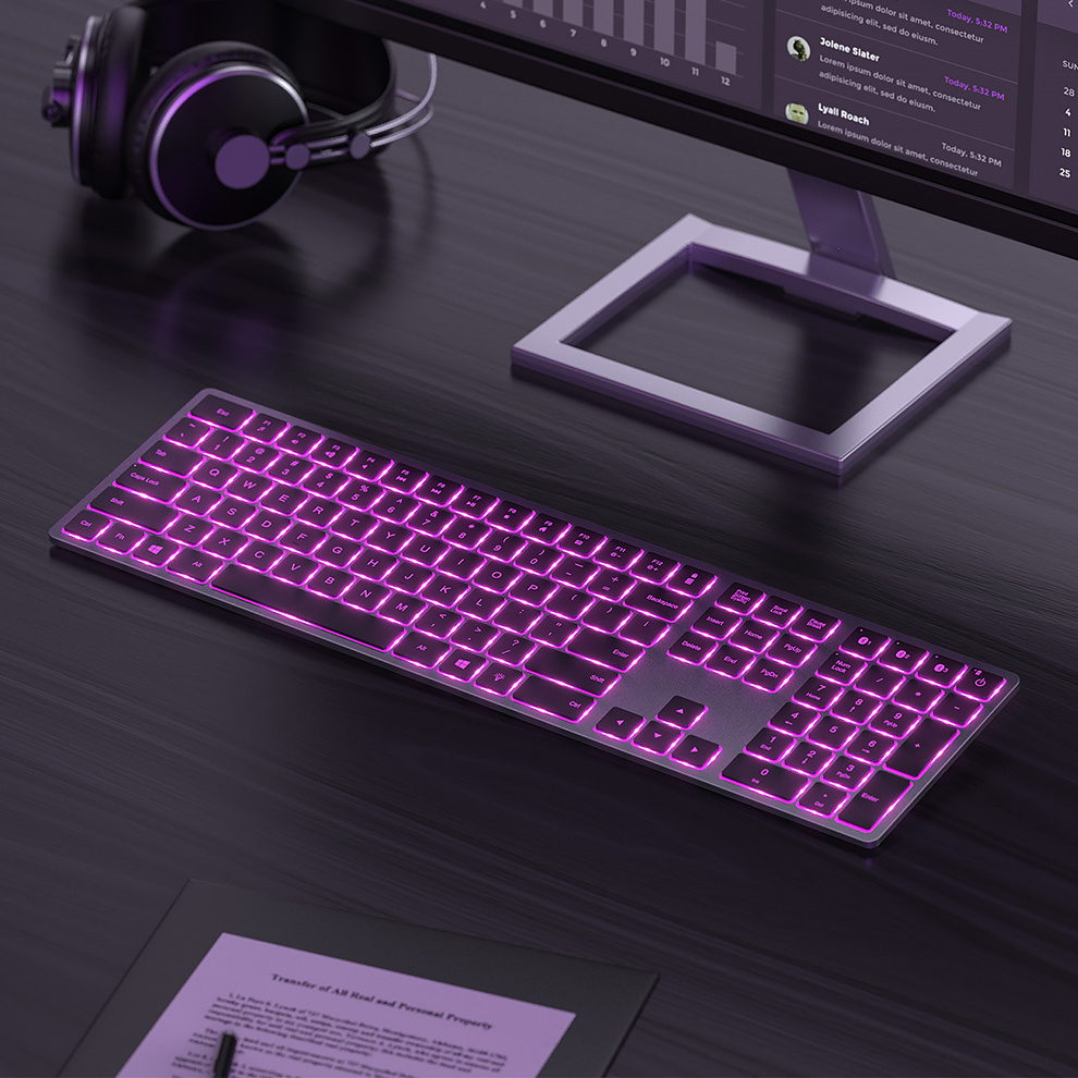 Backlit Bluetooth Keyboard Illuminated Multi-Device Slim Rechargeable Wireless Keyboard