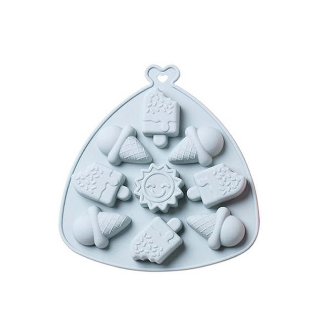 9 Cells Summer Theme Ice Cream Style Ice Tray Cake Molds Kitchen Bakeware Silicone Biscuit Dessert Pastry Chocolate Molds