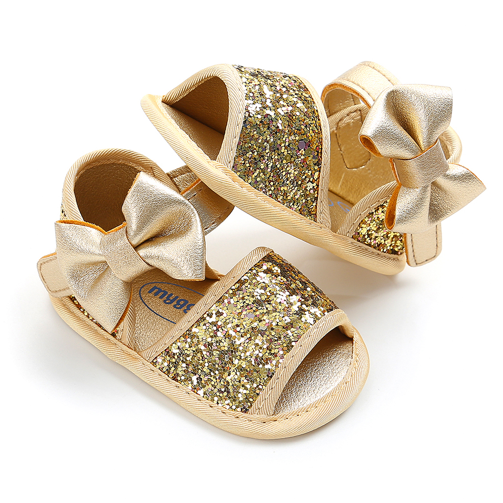 Summer Newborn Baby Shoes Non-slip Rubber Soles Boys Girls Sandals Bow-knot Leather Baby First Walking Shoes