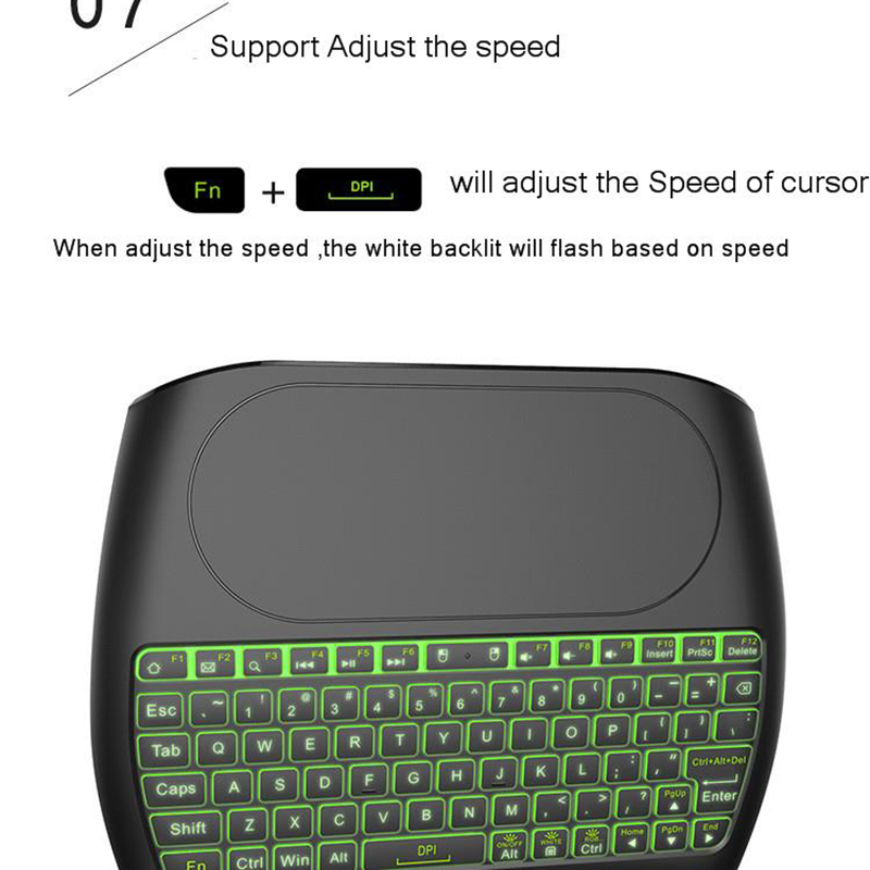 2.4GHz Wireless Keyboard with Large TouchPad 7 Color Backlight USB Receiver Mouse Keypad