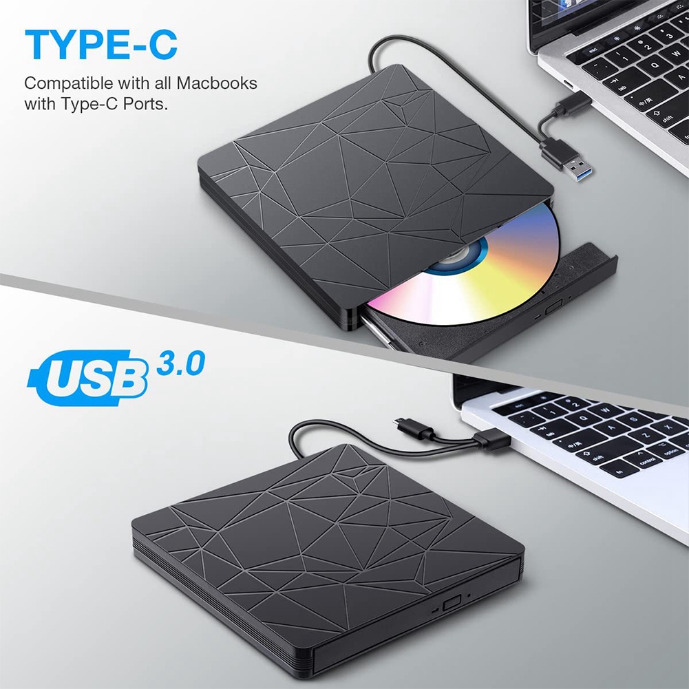 External CD DVD Drive External CD-ROM Burner DVD CD-ROM Dual Interface Type-C USB CD Burner Drive-Free Read-Write Burner