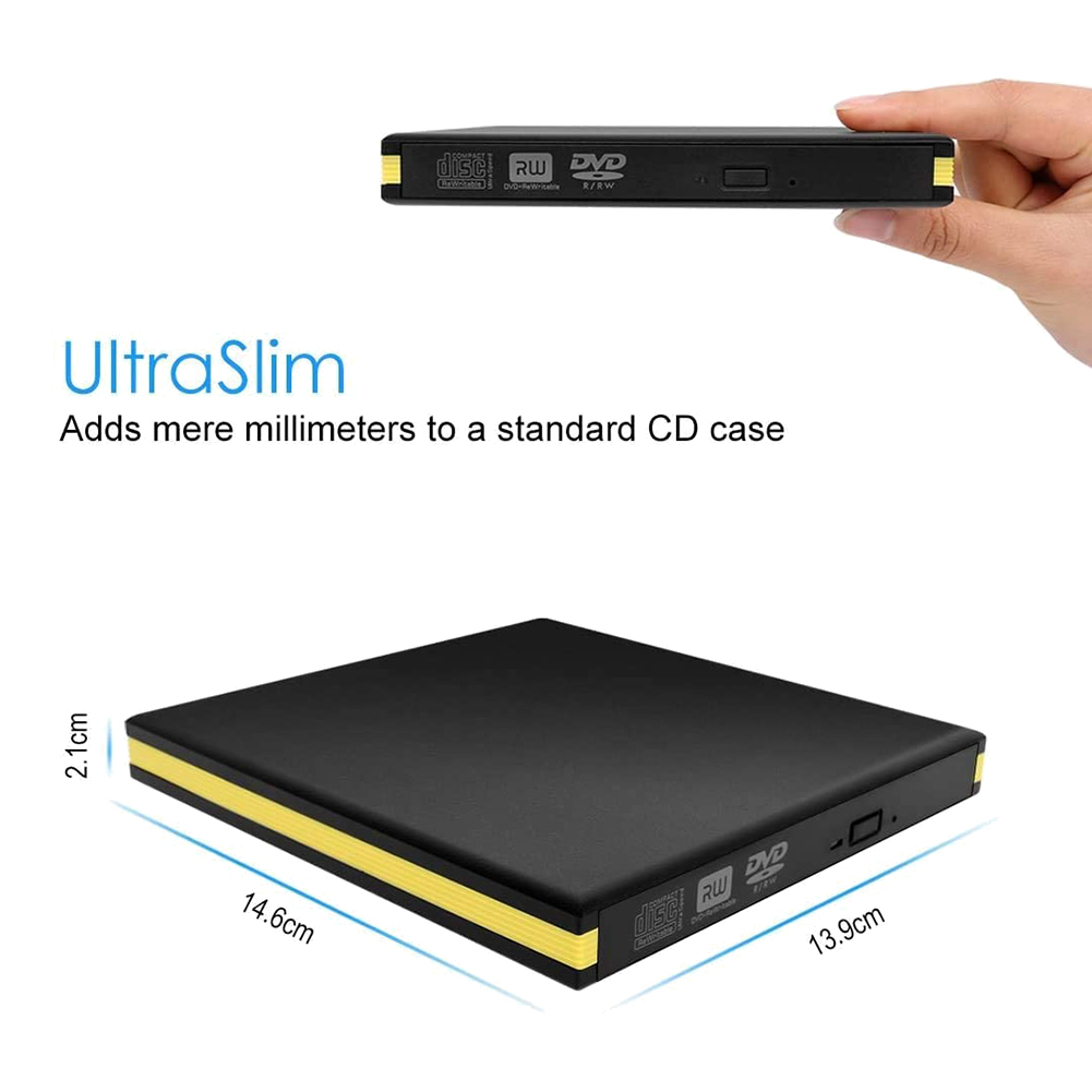 USB 3.0 External DVD Drive, Portable CD DVD Drive Player External CD Burner Reader Writer Disk Drive for Laptop Desktop