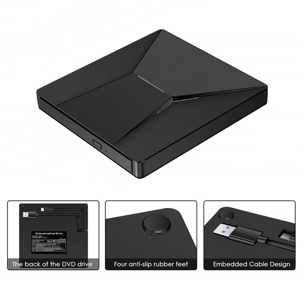 External CD DVD Drive USB3.0 External Burner Optical Drive with Colorful Lights Desktop Notebook External Optical Drive