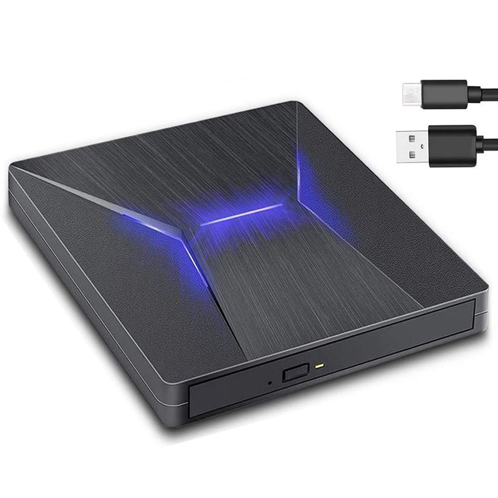 External CD DVD Drive USB3.0 External Burner Optical Drive with Colorful Lights Desktop Notebook External Optical Drive