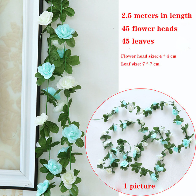 2M Wisteria Artificial Flower Vine Wreath Wedding Arch Decoration Fake Plant Leaf Rattan Trailing Fake Flower Ivy Wall