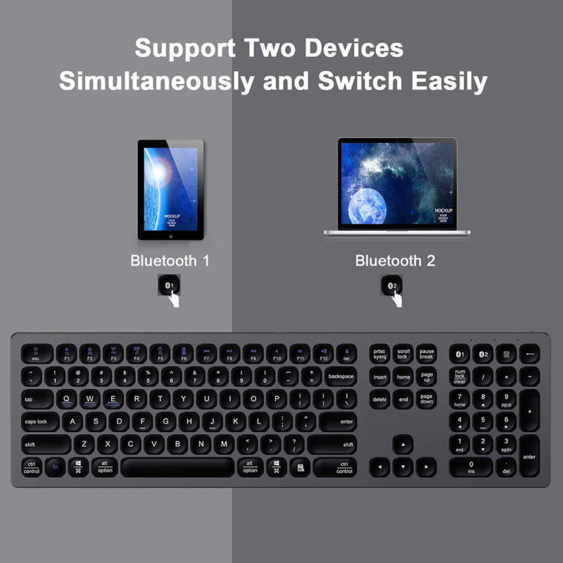 Bluetooth Keyboard Multi-Device Rechargeable Bluetooth Keyboard Aluminum Wireless