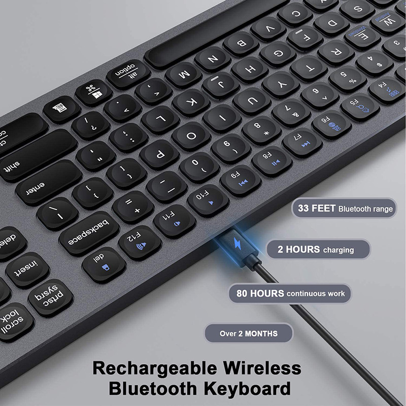 Bluetooth Keyboard Multi-Device Rechargeable Bluetooth Keyboard Aluminum Wireless