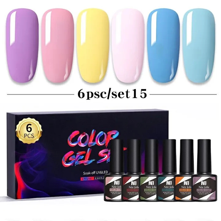 6pcs/set Gel Nail Polish Nude UV LED Nails Art Design Semi-Permanent