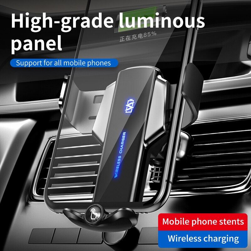 Q12 Touch Sensor Opening And Closing 15W Luminous Logo Bracket Wireless Charging Air Outlet Car Mobile Phone Bracket