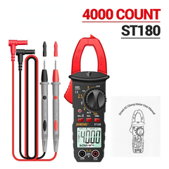 ST180 4000 Counts Digital Clamp Meter AC Current  Multimeter Ammeter Voltage Tester Car Amp Hz Capacitance NCV Ohm Tool Red
