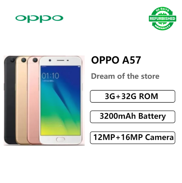 Refurbished phones OPPO A57 3+32GB Dual SIM smartphone Google support UMTS & LTE 3GB+32GB Gold gifts