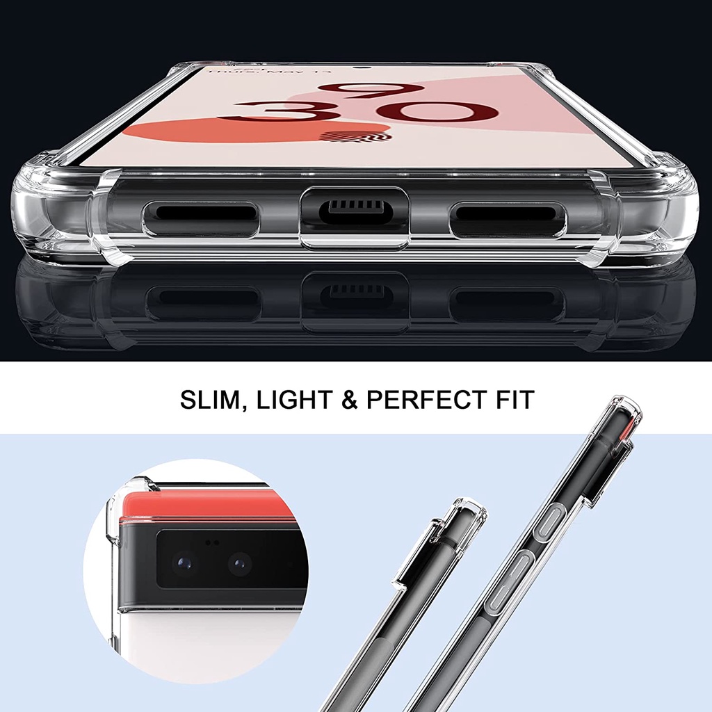 Clear Case For Google Pixel 6 Pro Cover with Reinforced Corners Bumper Slim Anti Scratch TPU
