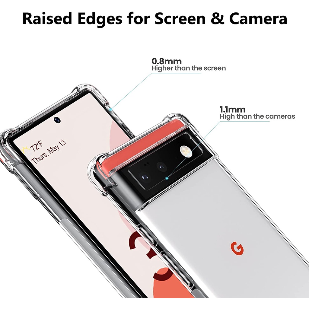 Clear Case For Google Pixel 6 Pro Cover with Reinforced Corners Bumper Slim Anti Scratch TPU