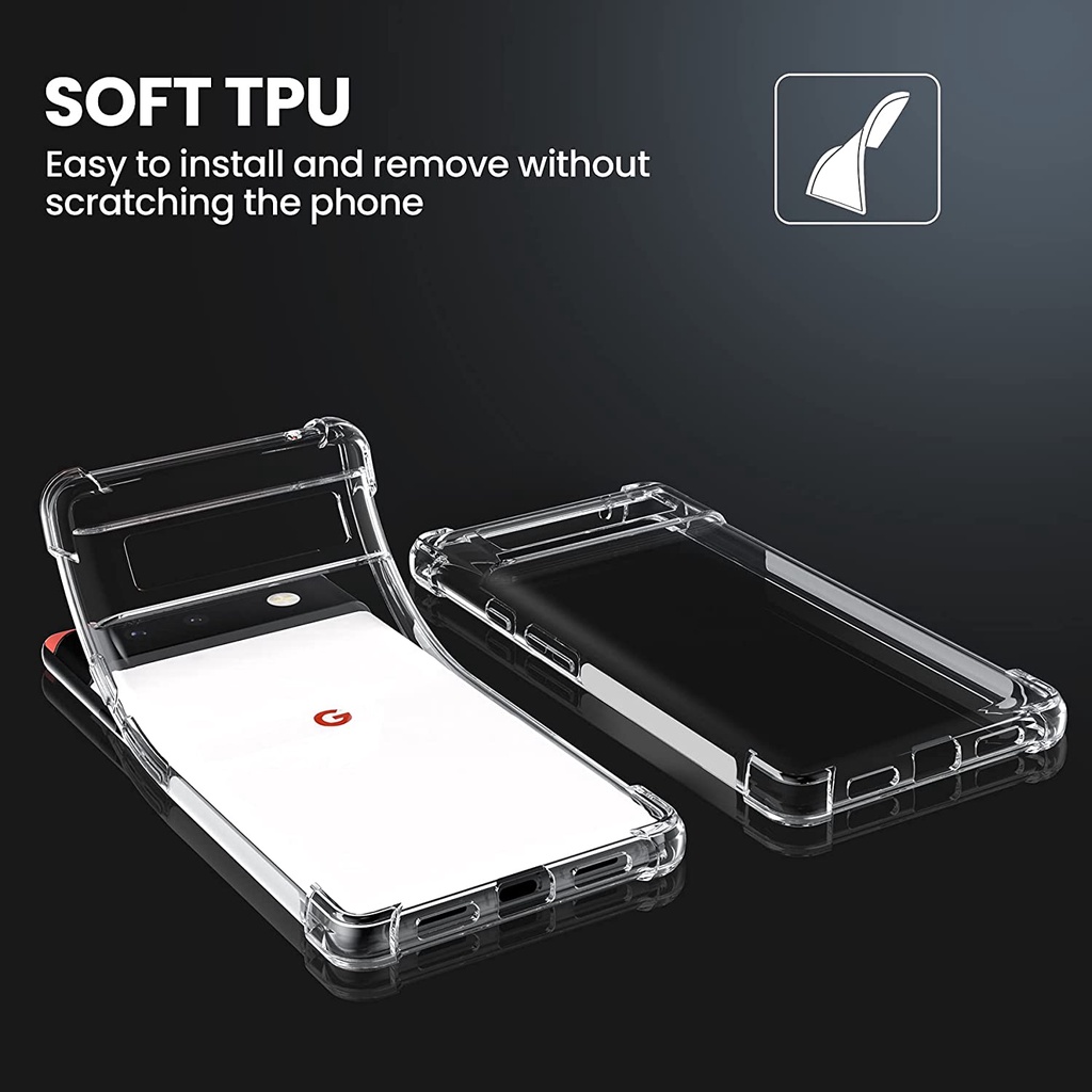 Clear Case For Google Pixel 6 Pro Cover with Reinforced Corners Bumper Slim Anti Scratch TPU