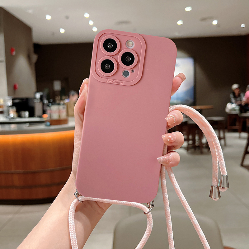 Fashion Wine Necklace Cover For iPhone 13 12 Mini 14 Pro Max Case TPU Silicone Casing With Long Necklace Lanyard Strap Rope Cord