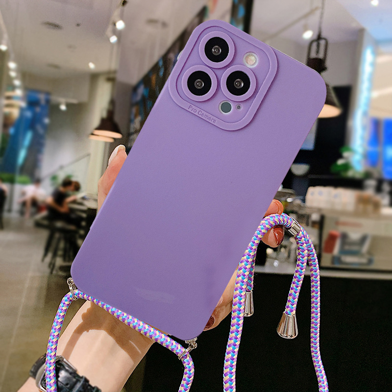 Fashion Wine Necklace Cover For iPhone 13 12 Mini 14 Pro Max Case TPU Silicone Casing With Long Necklace Lanyard Strap Rope Cord