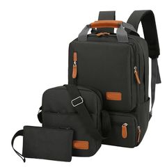 3PCS Men School Bags Backpacks for Men Women  Laptop Bag Travel Bag  Leisure Black as picture