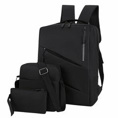 3PCS Men School Bags Backpacks for Men Women  Laptop Bag Travel Bag  Leisure Black as picture