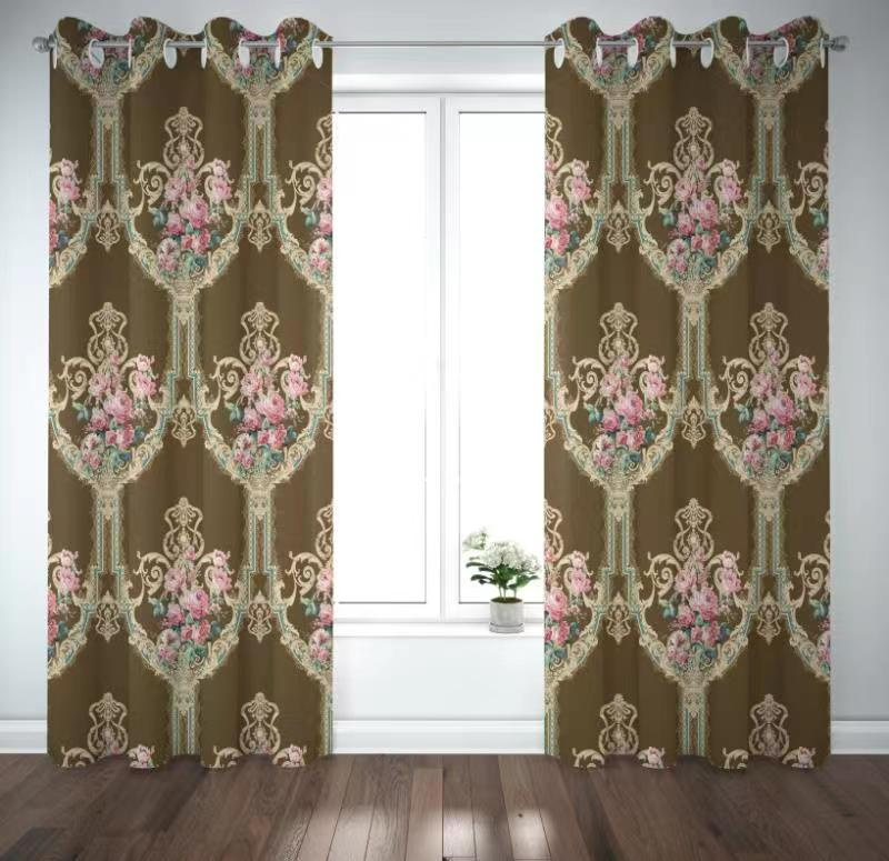 Bedroom shading printing curtain - grommet insulation room living room shading printing curtain