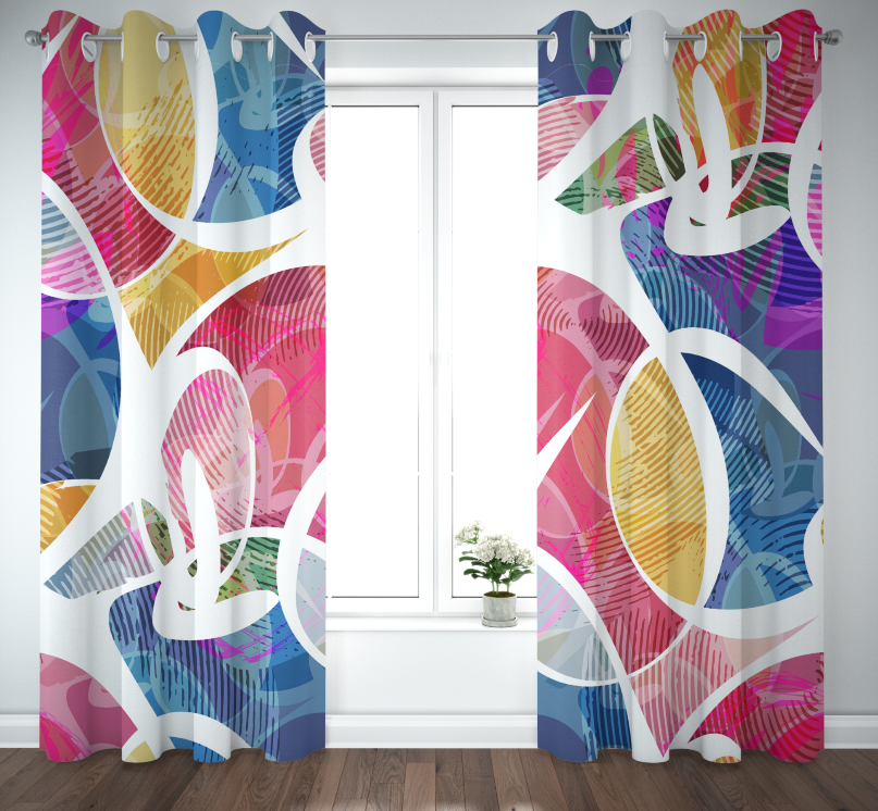 Bedroom shading printing curtain - grommet insulation room living room shading printing curtain