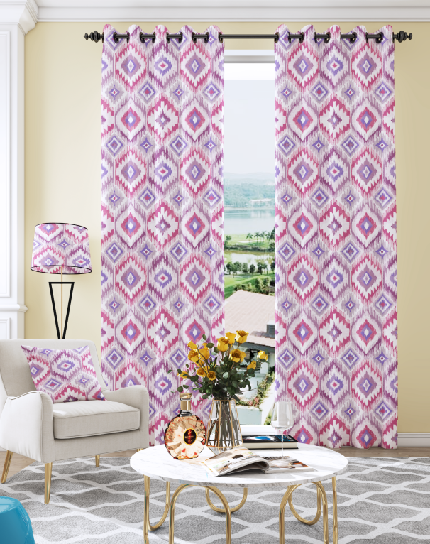 Bedroom shading printing curtain - grommet insulation room living room shading printing curtain