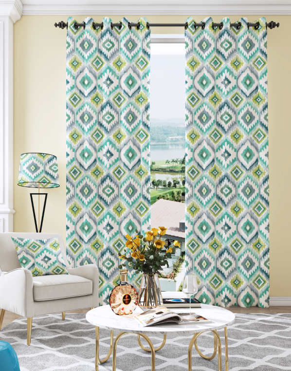 Bedroom shading printing curtain - grommet insulation room living room shading printing curtain
